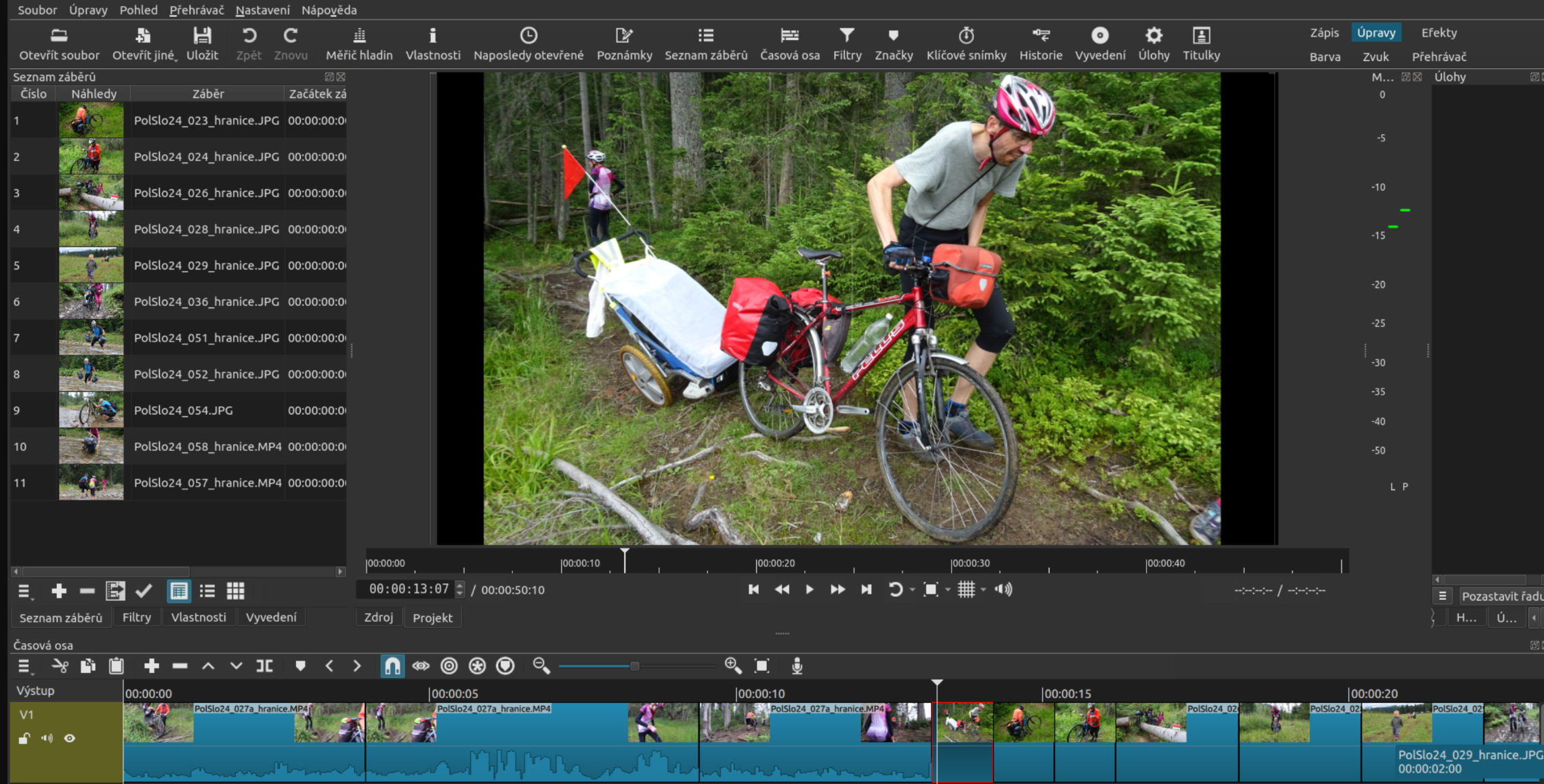 Timeline v DaVinci Resolve